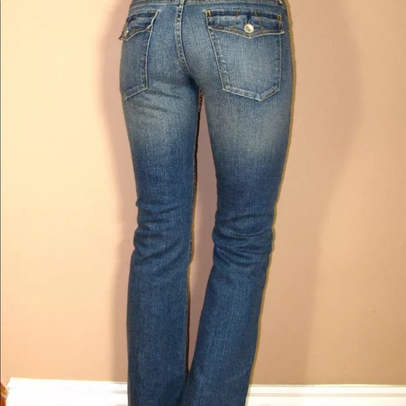 Earnest Sewn Bootcut Stretch Jeans Light Wash Flap Pockets Y2K Vintage Size 26 - Picture 2 of 10